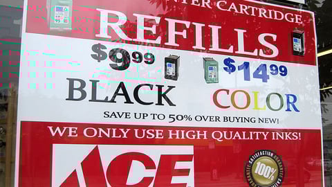 Ace 'Printer Cartridge Refills' Window Poster