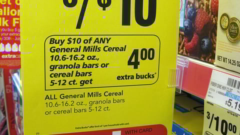 CVS General Mills Extra Bucks Shelf Sign