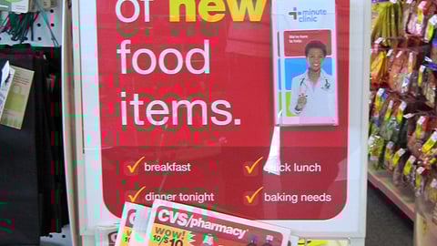 CVS 'New Food Items' Stanchion Sign