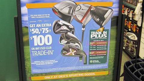 Dick's 'Trade-In Plus' Stanchion Sign