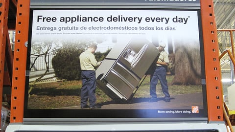 Home Depot 'Free Appliance Delivery' Poster