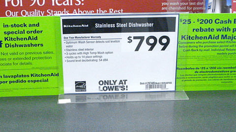 Lowe's KitchenAid Incentive Shelf Talker