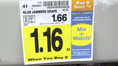 Food 4 Less 'Add Up the Savings' Price Label