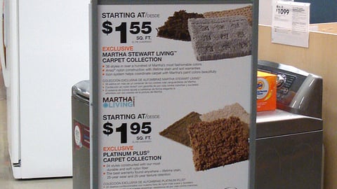 Home Depot 'Exclusive Carpets' Stanchion Sign