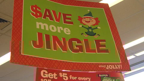 Walgreens 'Save More Jingle' Holiday Ceiling Sign