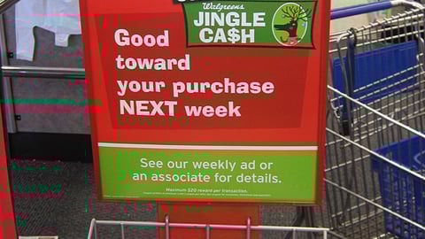 Walgreens 'Jingle Cash' Incentive Rack Sign
