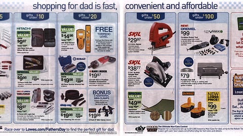 Lowe's Father's Day Circular Features