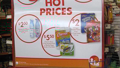 Family Dollar 'Hot Prices' Stanchion Sign