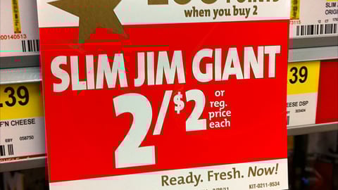 Speedway Slim Jim '200 Bonus Points' Shelf Sign