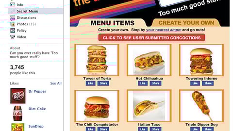 Ampm 'Secret Menu' Facebook Page