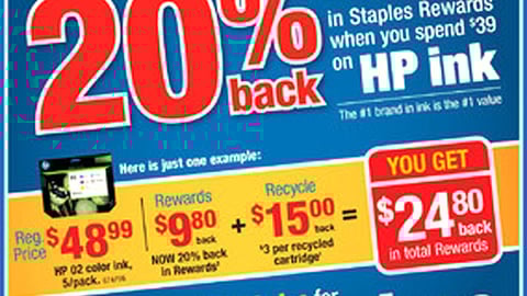 Staples Rewards HP Incentive Feature