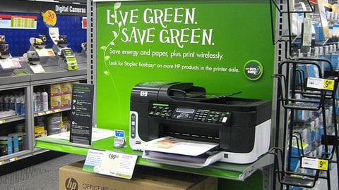 HP Staples 'Green' Printer Endcap