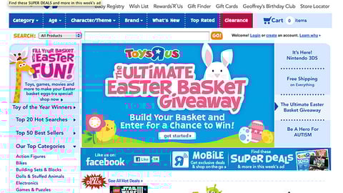 Toys "R" Us 'Easter Basket Giveaway' Leaderboard Ad