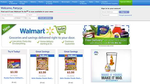Walmart To Go Website