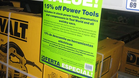 Lowe's Power Tools 'Special Value' Shelf Sign