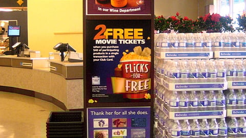 Dominick's 'Flicks for Free' Stanchion Sign