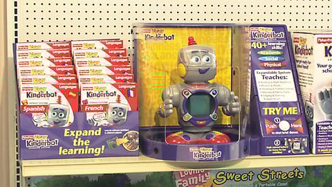 Kasey the Kinderbot Interactive Shelf Display and ROM Tray