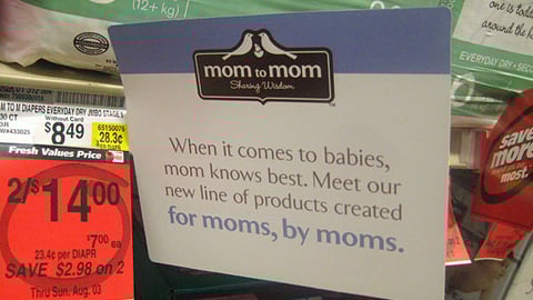 Dominick's Mom to Mom Shelf Talker