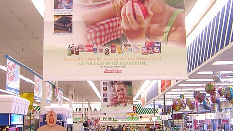 Jewel-Osco 'Match. Win. Easy.' Ceiling Signs