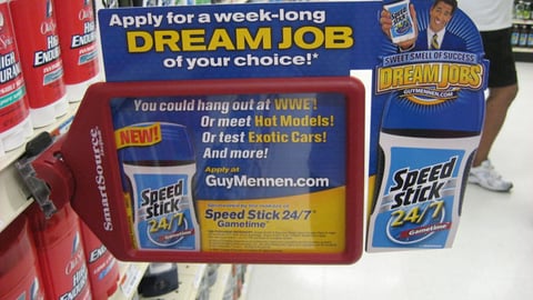 Speed Stick Sweeps Shelf Sign