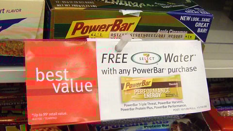 7-Eleven PowerBar 'Free Water' Shelf Sign