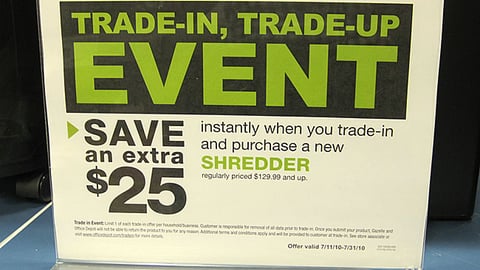 Office Depot 'Trade In, Trade Up' Counter Sign