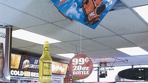 Dr Pepper Ceiling Tile Display