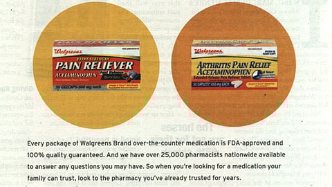 Walgreens Private Label Pain Reliever Ad