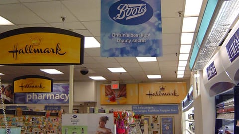 CVS Boots Ceiling Sign