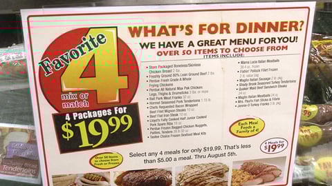 Acme 'Favorite 4' Meals for $19.99' Sign