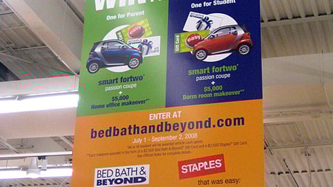 Bed Bath & Beyond 'Shop Smart for College' Ceiling Banner