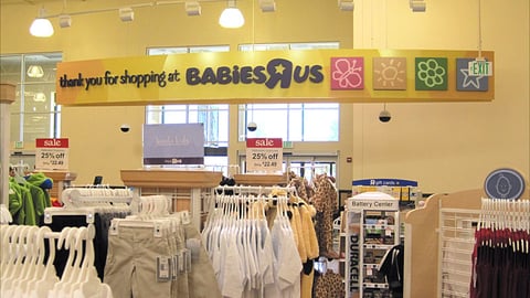 "R" Superstore 'Babies' Checkout Ceiling Sign