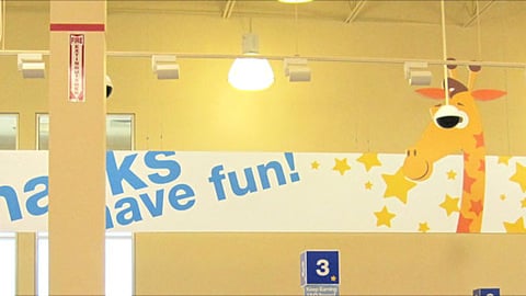 "R" Superstore 'Toys' Checkout Ceiling Sign