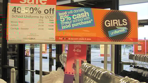 JCPenney Izod Uniforms Rack Header