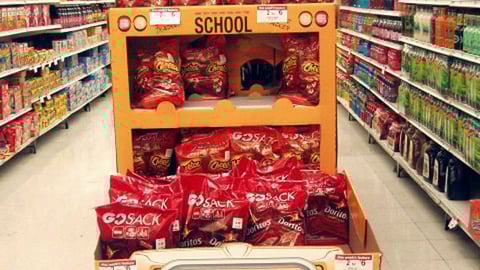 Cheetos School Bus Pallet Display