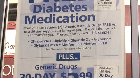 ShopRite 'Free Diabetes Medication' Window Poster