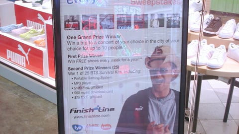 Finish Line 'Everybody Has Sole' Stanchion Sign