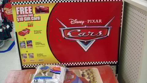 'Cars' Cross-Merchandising Promotion Sign
