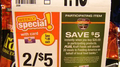 Giant-Landover Kraft 'Huddle To Fight Hunger' Price Label