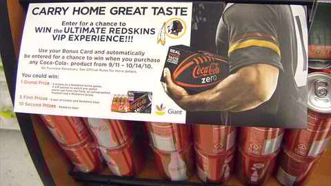 Coca-Cola Giant-Landover Redskins Sweeps Shelf Sign