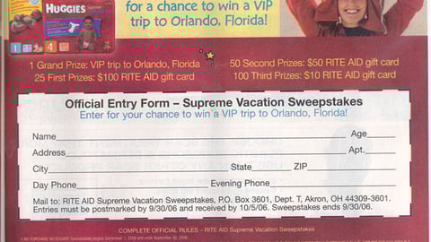 Rite Aid/Huggies Sweeps Feature