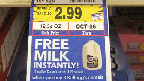 Jewel-Osco Kellogg's 'Free Milk' Price Label