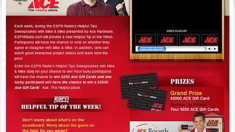 Ace Hardware ESPN Radio 'Helpful Tips' Online Ad
