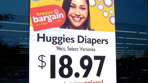 Bloom Huggies 'Breeze Bargain' Window Poster