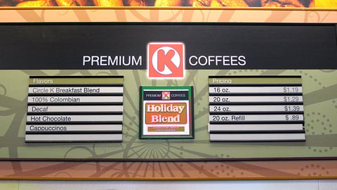 Circle K Premium Coffees Menu Sign