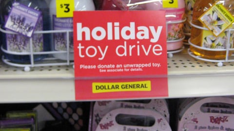 Dollar General 'Holiday Toy Drive' Shelf Sign