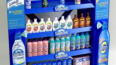Coppertone Continuous Spray Endcap