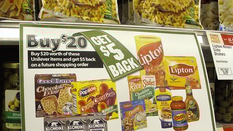 A&P Unilever '$5 Back' Shelf Sign