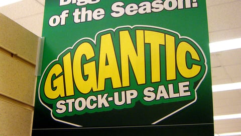 Giant 'Stock-Up Sale' Aisle Sign
