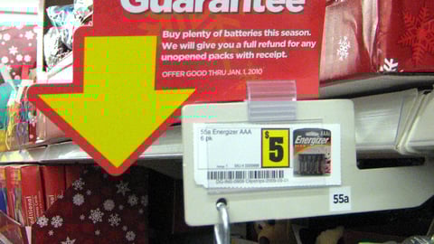Dollar General 'Holiday Battery Guarantee' Aisle Violator